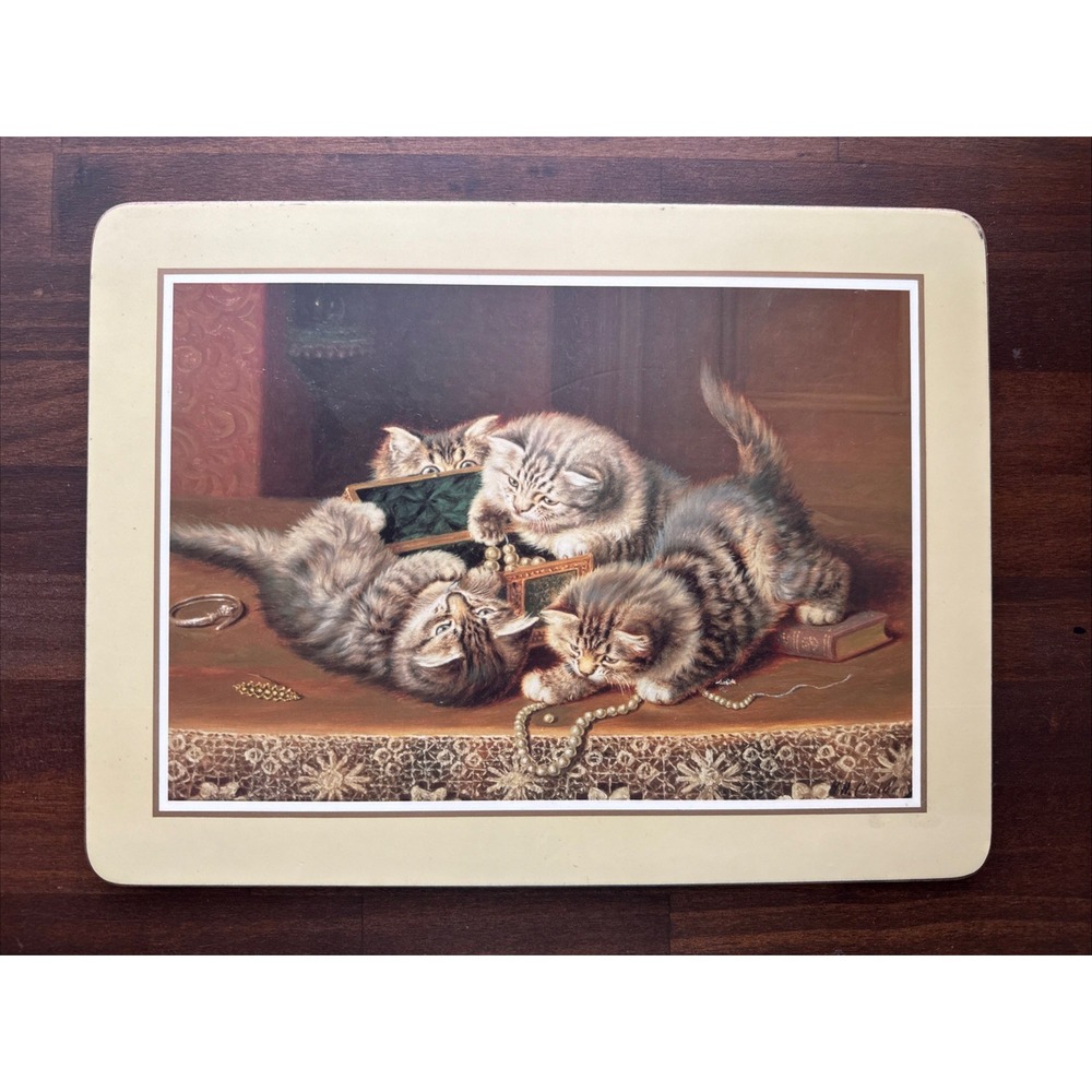 Vintage Pimpernel Cats And Pearls Hard Placemat